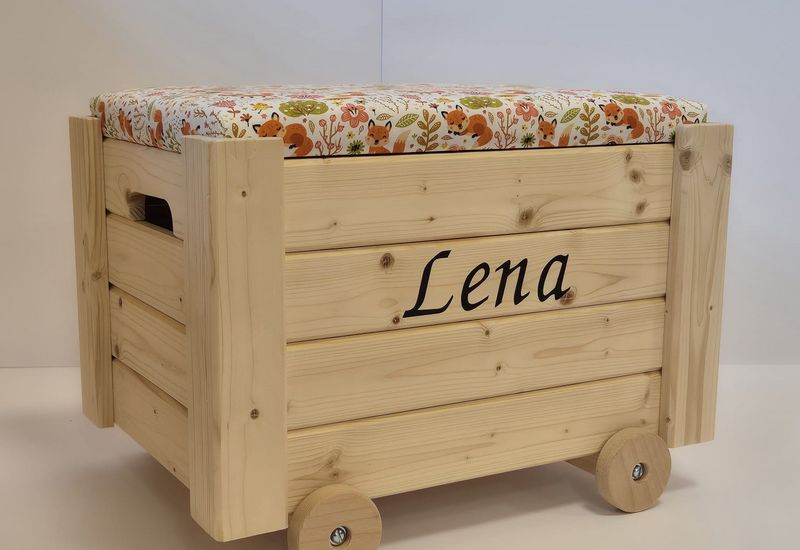 Spielzeugkiste mit Beschriftung - Fuchs