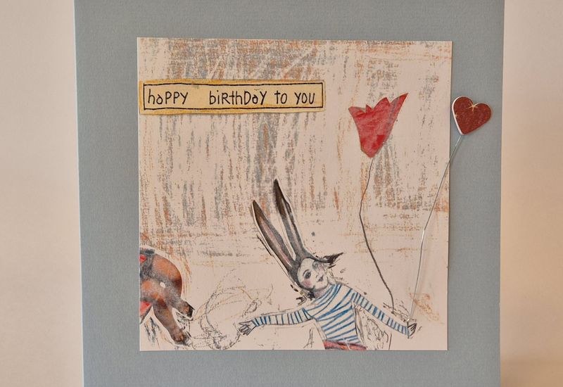 Karte happy birthday hellblau